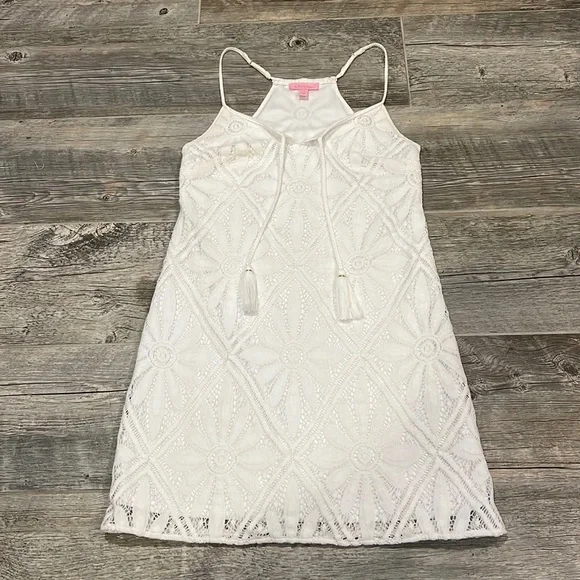 Lilly Pulitzer White Delray Diamond Floral Lace Dusk Mini Dress / Swim Cover New - Picture 5 of 12